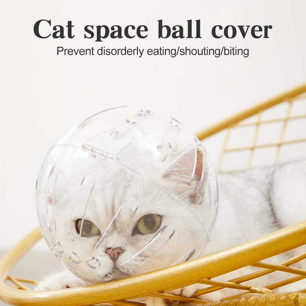 Trivolein cat grooming muzzle shown being worn by a cat.