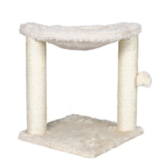 TRIXIE Baza cat tree shown from the front with its cream hammock and scratching posts.