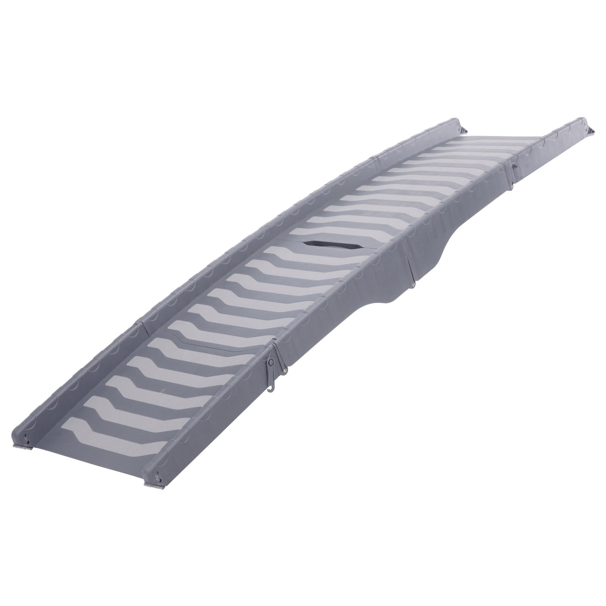 TRIXIE dog ramp shown from the front, displaying its full grey plastic walking surface.
