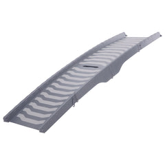TRIXIE dog ramp shown from the front, displaying its full grey plastic walking surface.