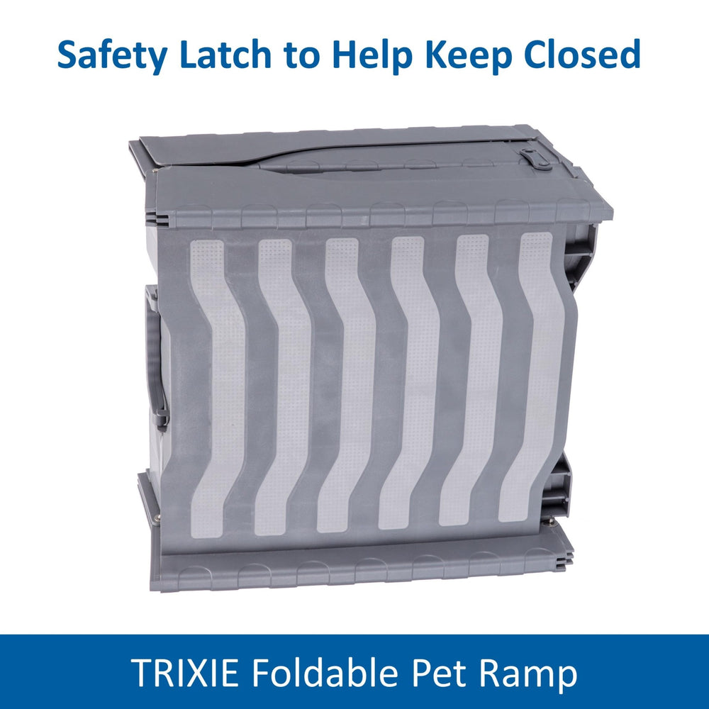 TRIXIE dog ramp size guide showing its stated length and width.