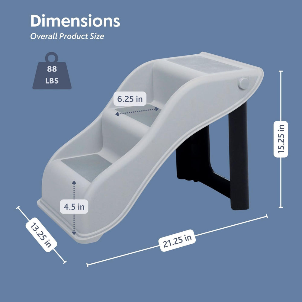 TRIXIE pet stairs viewed from the side to show the raised rails.
