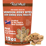 TRMC venison dog treats shown in a front-facing bag view.
