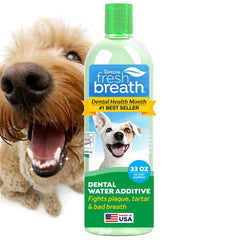 TropiClean Dental Water Additive bottle shown from the front.