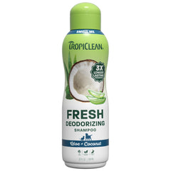 TropiClean deodorizing dog shampoo shown from the front.