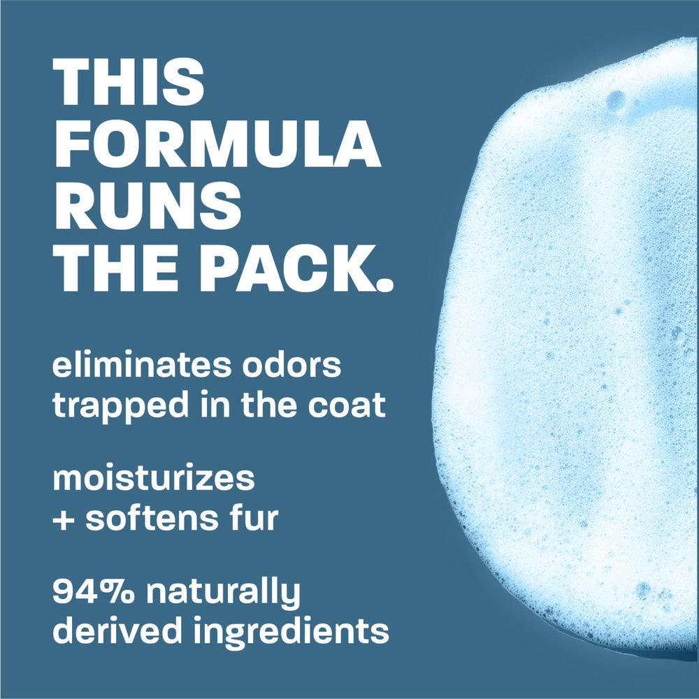 TropiClean deodorizing dog shampoo shown from a side angle.