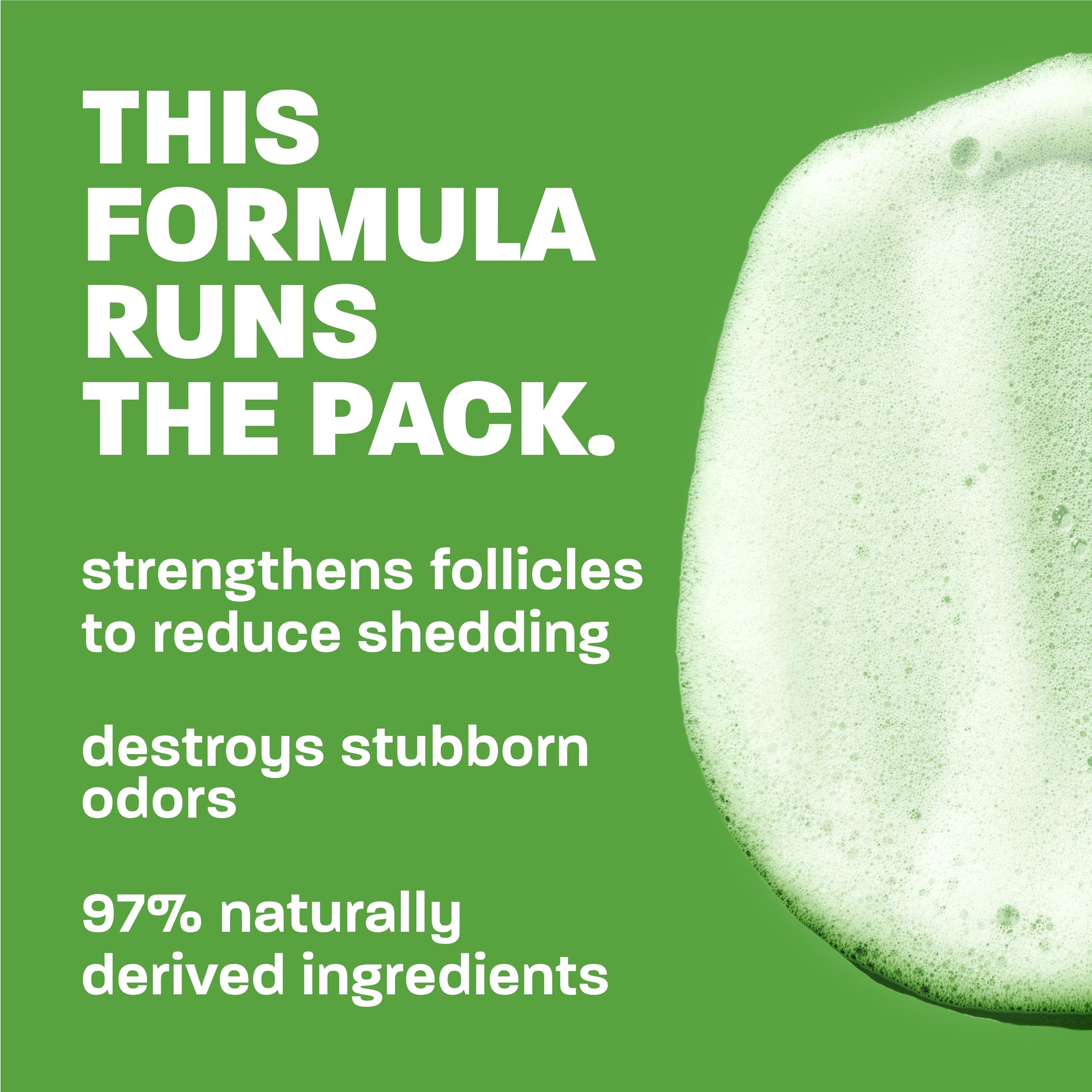 TropiClean Deshedding Dog Shampoo bottle detail.