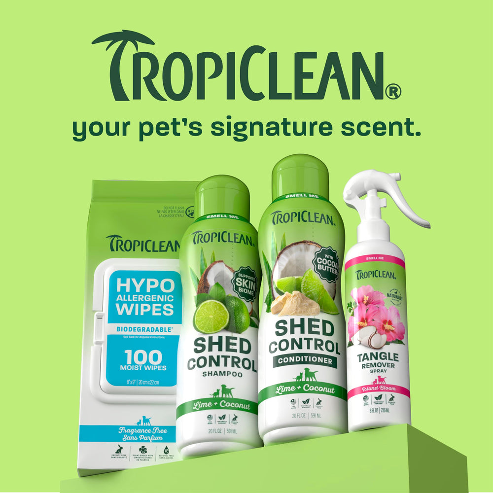 TropiClean Deshedding Dog Shampoo for coat cleaning and detangling.