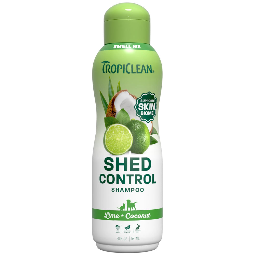 TropiClean Deshedding Dog Shampoo shown from the front.