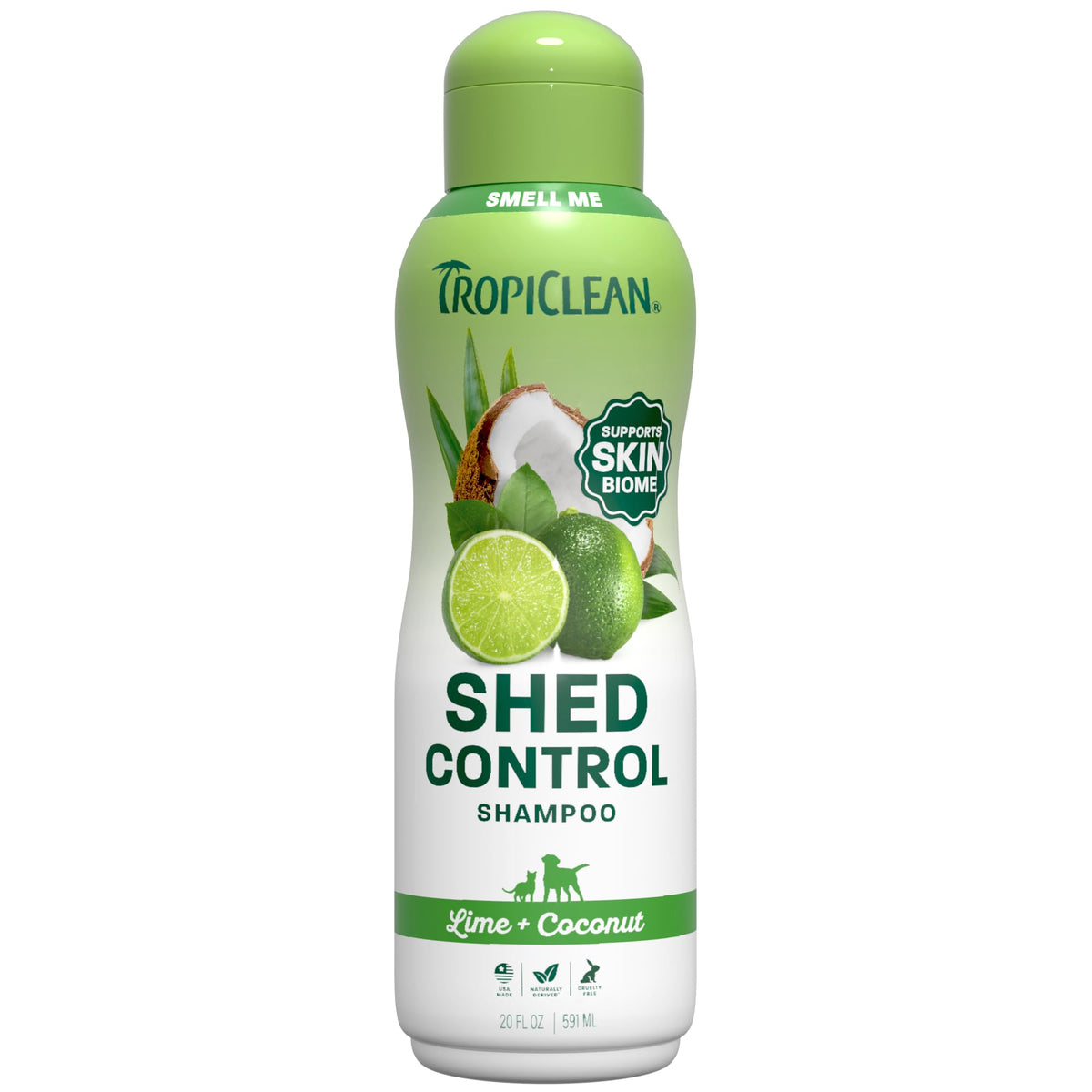 TropiClean Deshedding Dog Shampoo shown from the front.