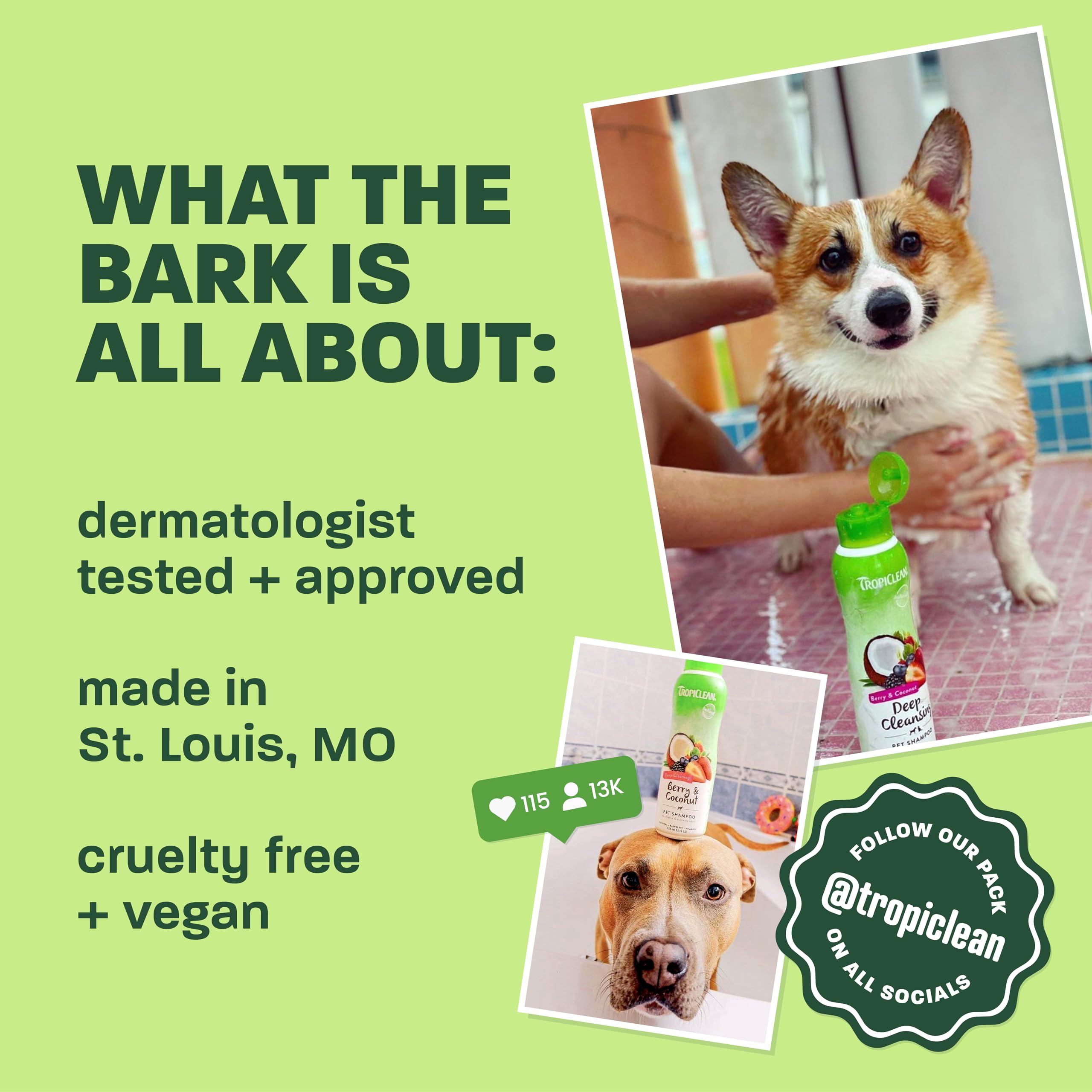TropiClean Deshedding Dog Shampoo with ProVitamin B5 highlighted.