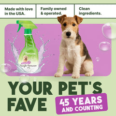 TropiClean Dog Detangler Spray shown as part of cat grooming.