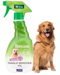 TropiClean Dog Detangler Spray bottle shown from the front.