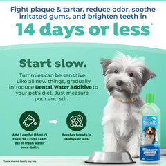 TropiClean dog water additive bottle shown from an alternate angle.