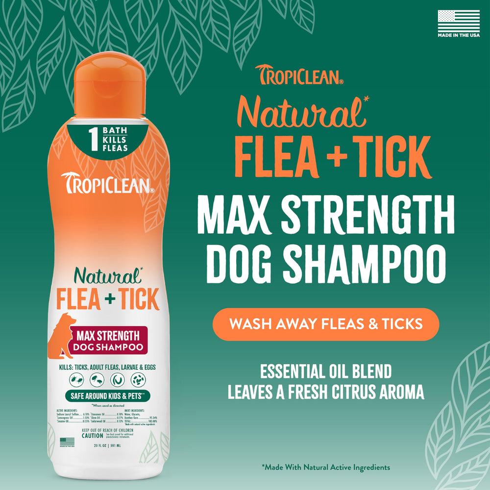 TropiClean flea and tick spray lightly misted inside a kennel.
