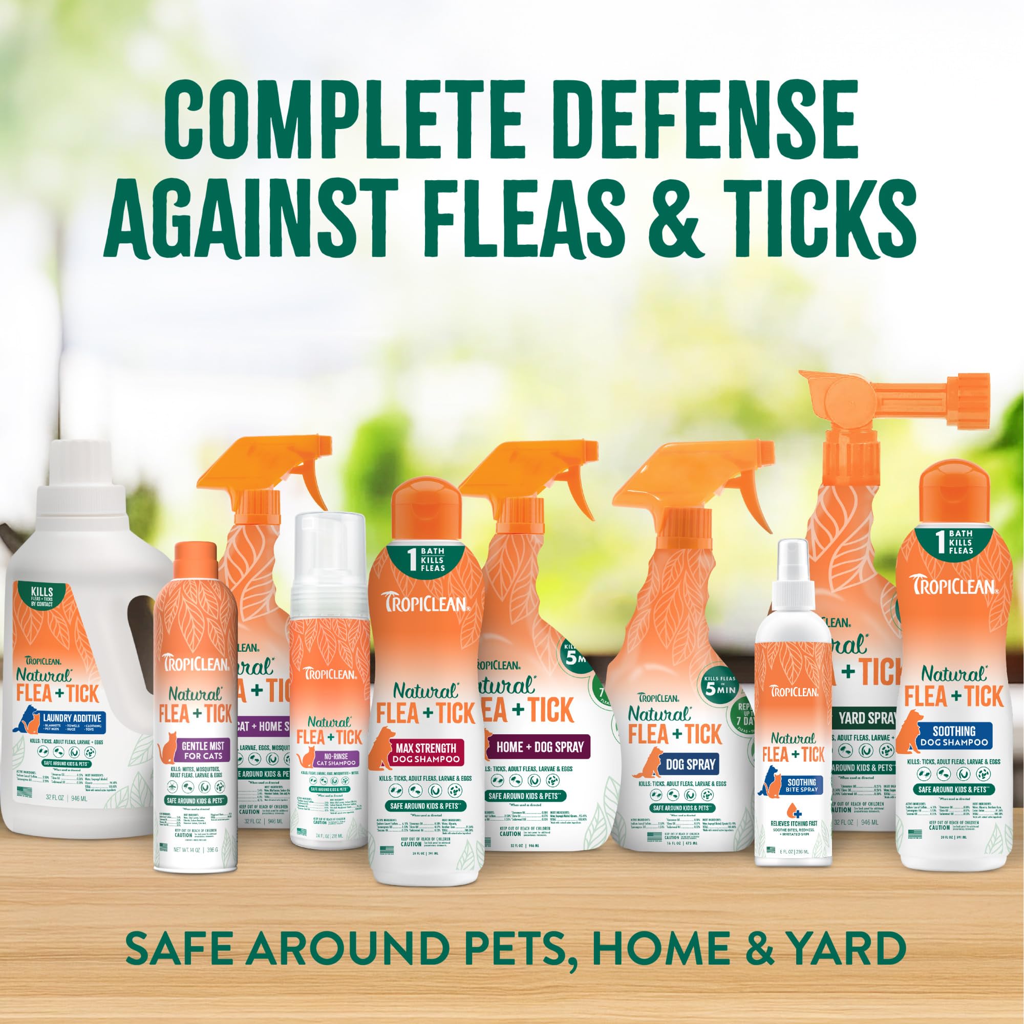 TropiClean flea and tick shampoo bottle shown from an alternate angle.