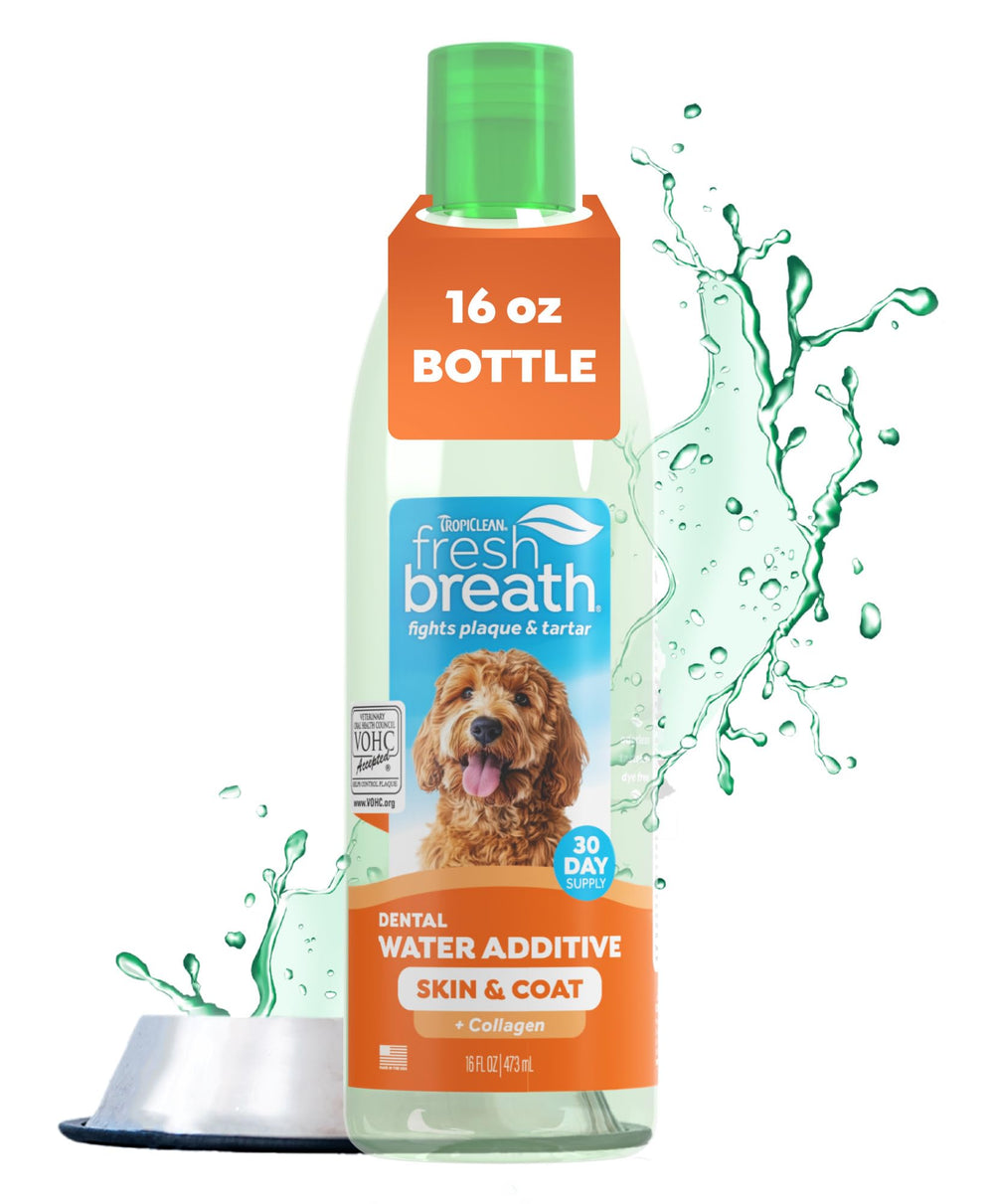 TropiClean Fresh Breath Water Additive bottle shown from the front.