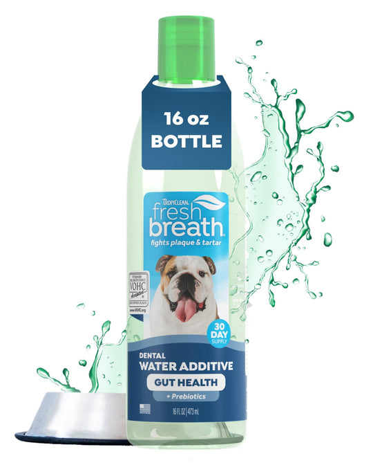 TropiClean Fresh Breath Water Additive bottle shown from the front.