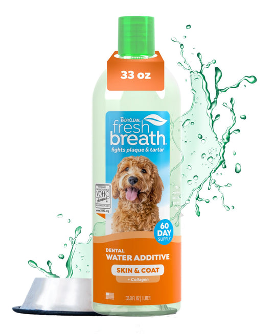 TropiClean Fresh Breath Water Additive bottle shown from the front.