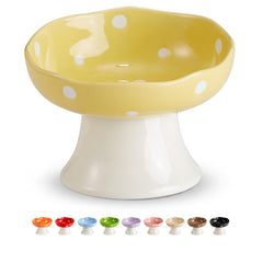 TRUNDISAN ceramic cat bowl shown from the front in yellow.