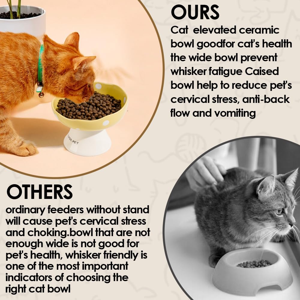 TRUNDISAN ceramic cat bowl highlighting its mushroom-shaped design.