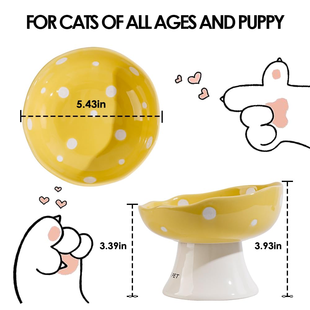 TRUNDISAN ceramic cat bowl with a wide, shallow dish for feeding.