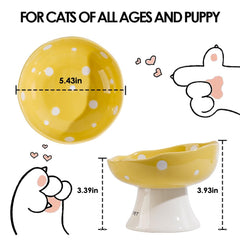 TRUNDISAN ceramic cat bowl with a wide, shallow dish for feeding.