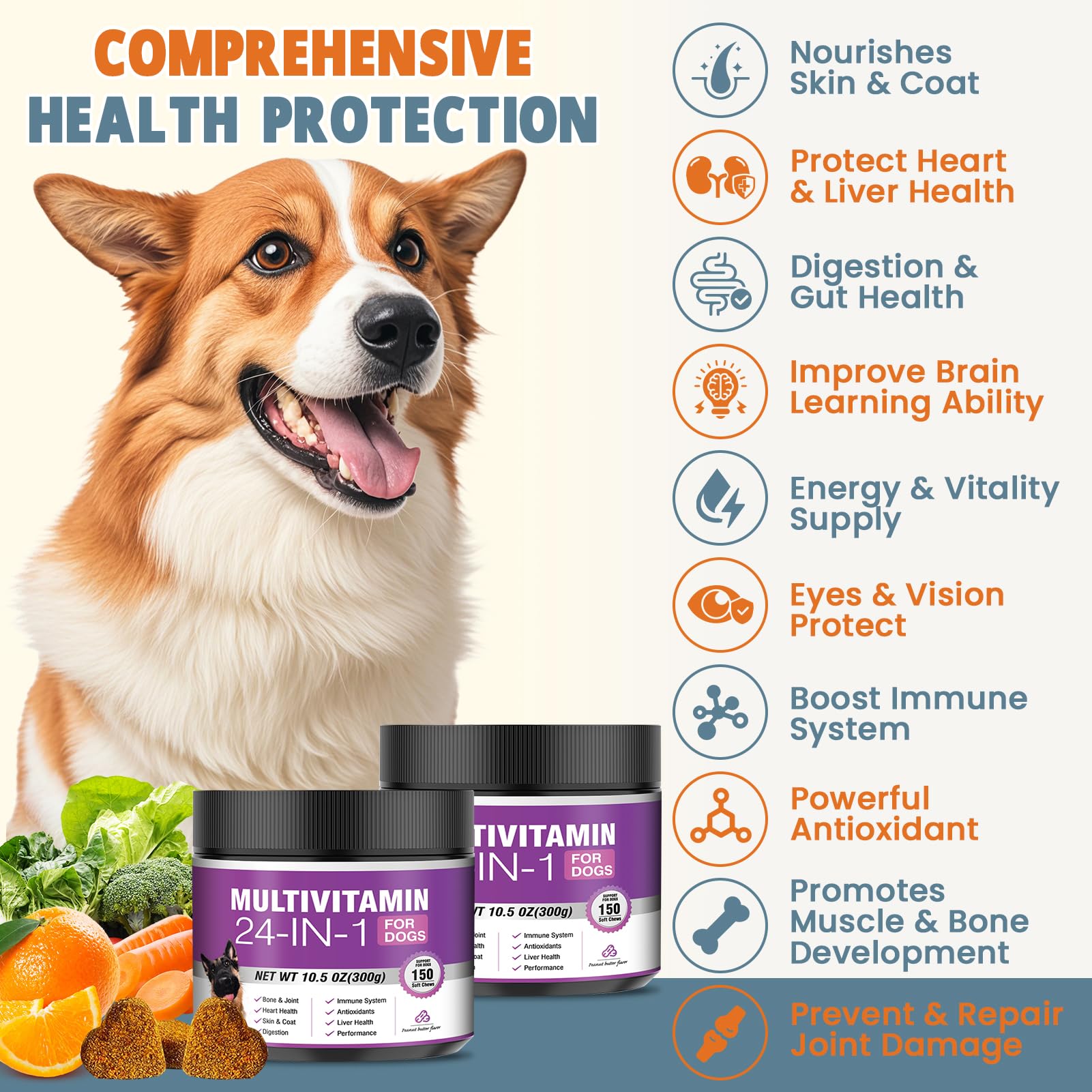 A close-up view of a TTLXBL dog multivitamin chew.