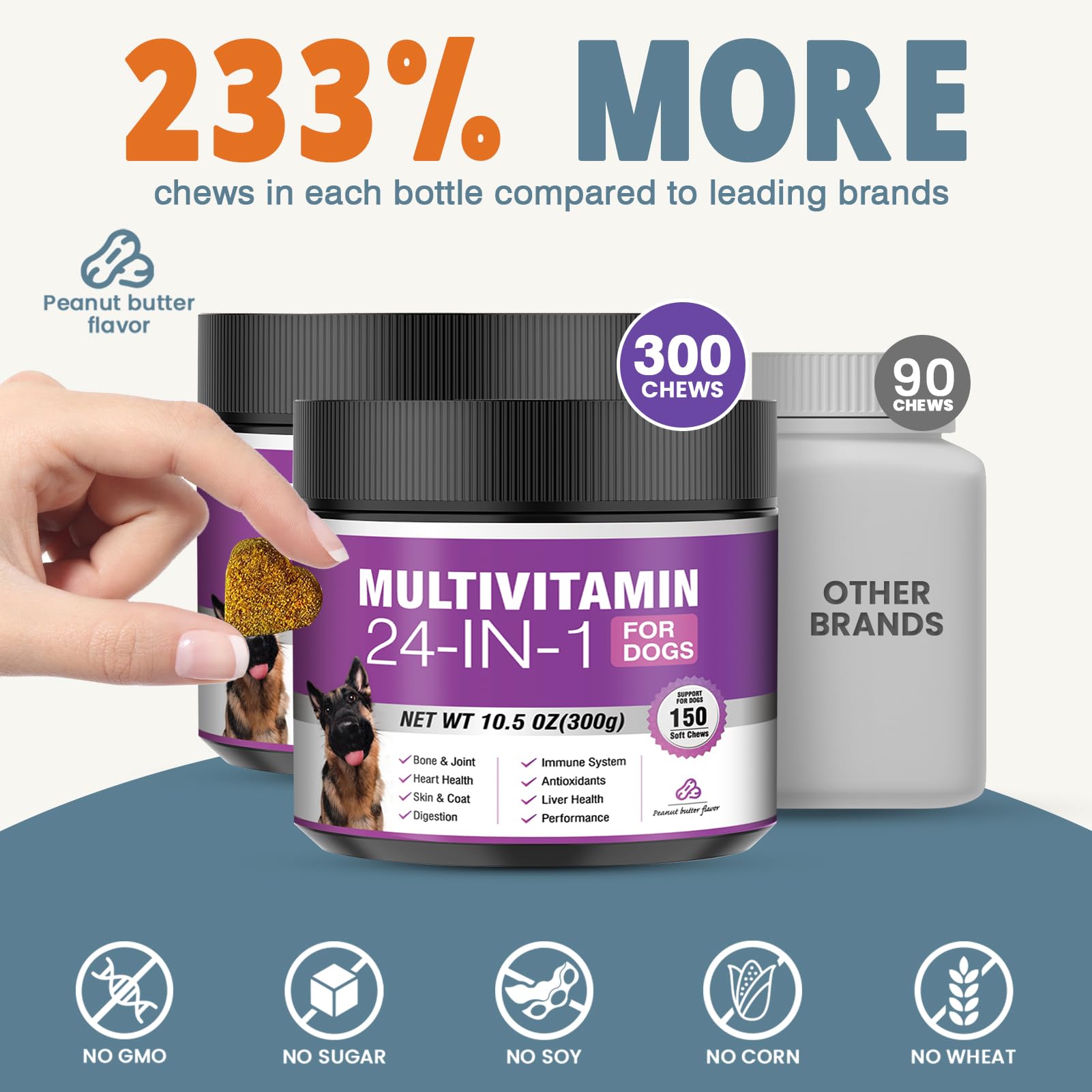 The back of the TTLXBL dog multivitamin container.