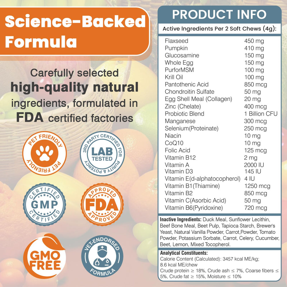 An angled view of the TTLXBL dog multivitamin product.