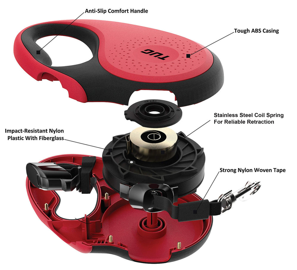 TUG Original Retractable Dog Leash close-up of the ergonomic anti-slip handle.