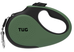 TUG retractable dog leash shown from the front in green.