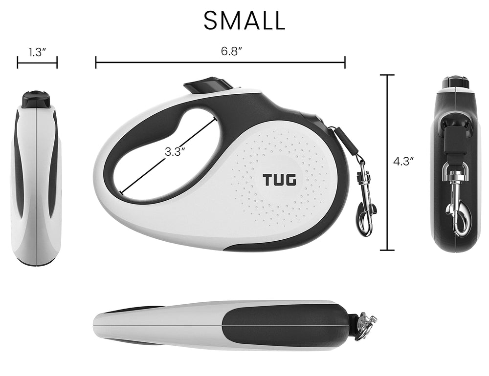 TUG retractable dog leash ergonomic anti-slip handle shown close up.