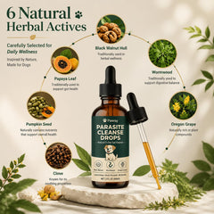 Tunhor Pawsy Parasite Cleanse Drops bottle shown from an alternate angle.