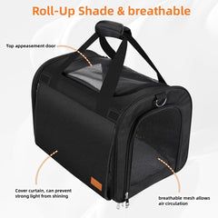 TWDEPART cat carrier backpack with the light-blocking roll-up shade visible.