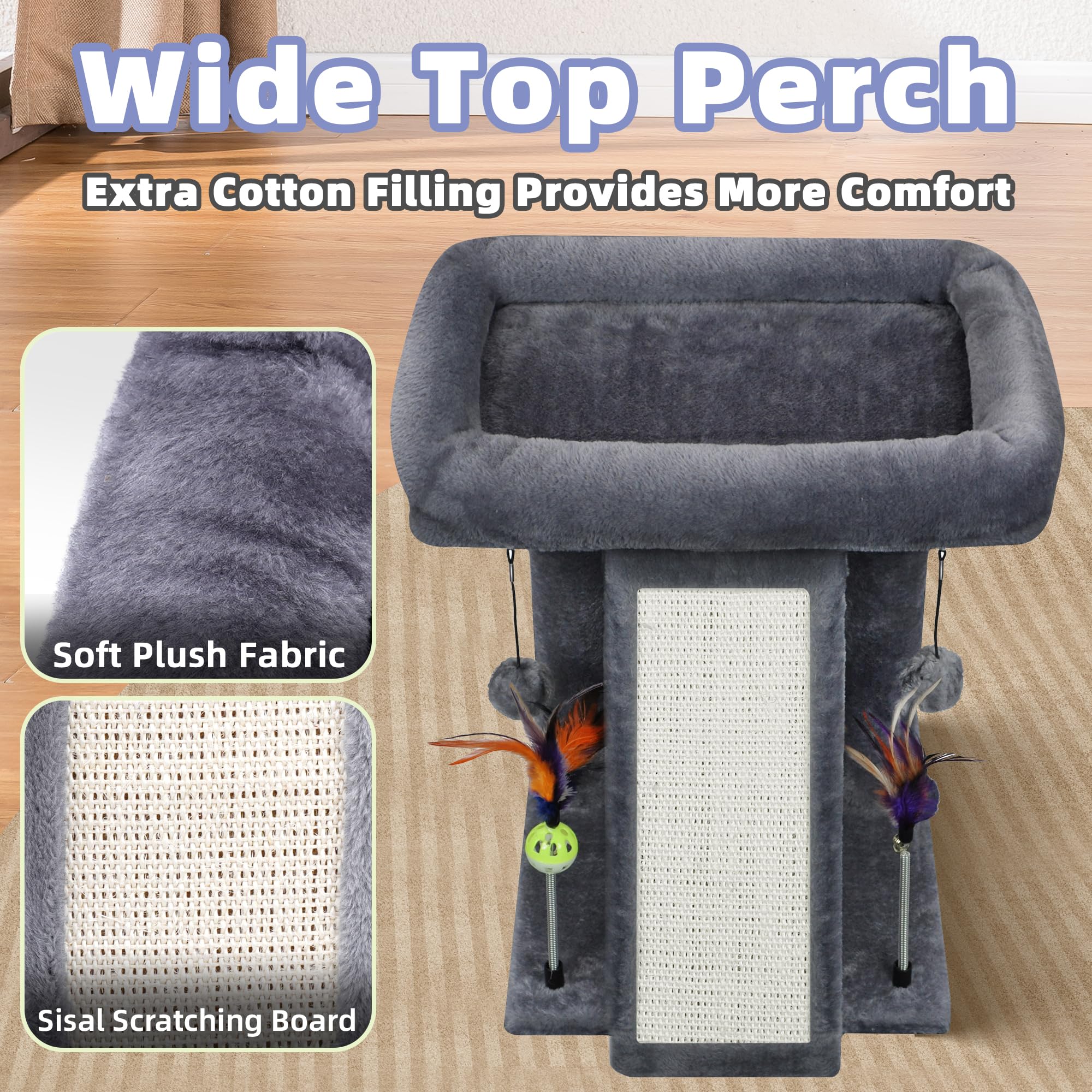 TWDEPART cat tree shown from the side to display its overall structure.