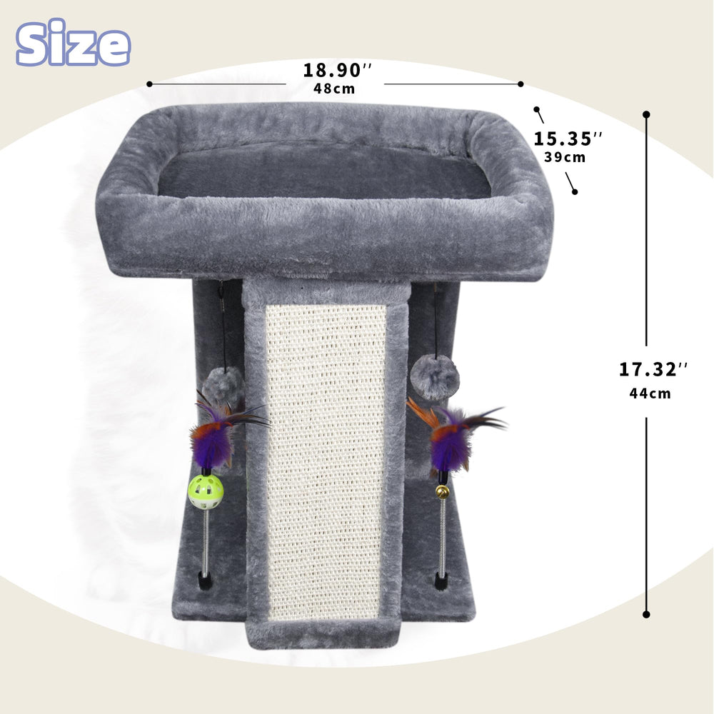 TWDEPART cat tree close-up showing the natural sisal scratching board.