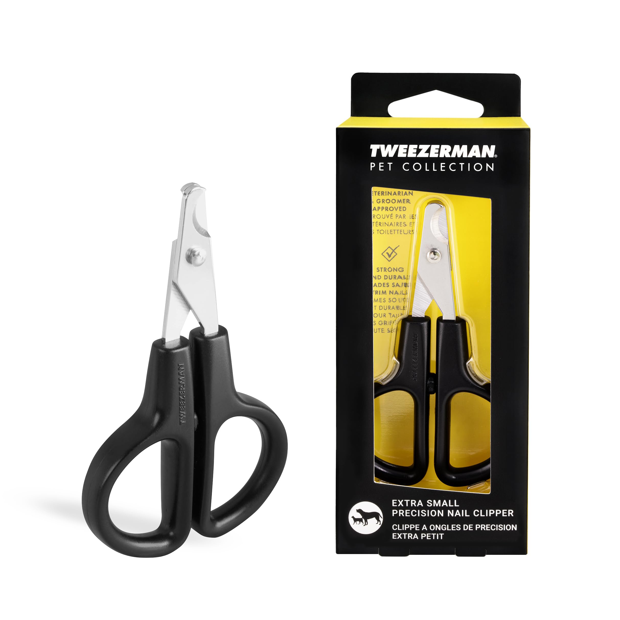 Tweezerman X-Small pet nail clippers shown from the front.