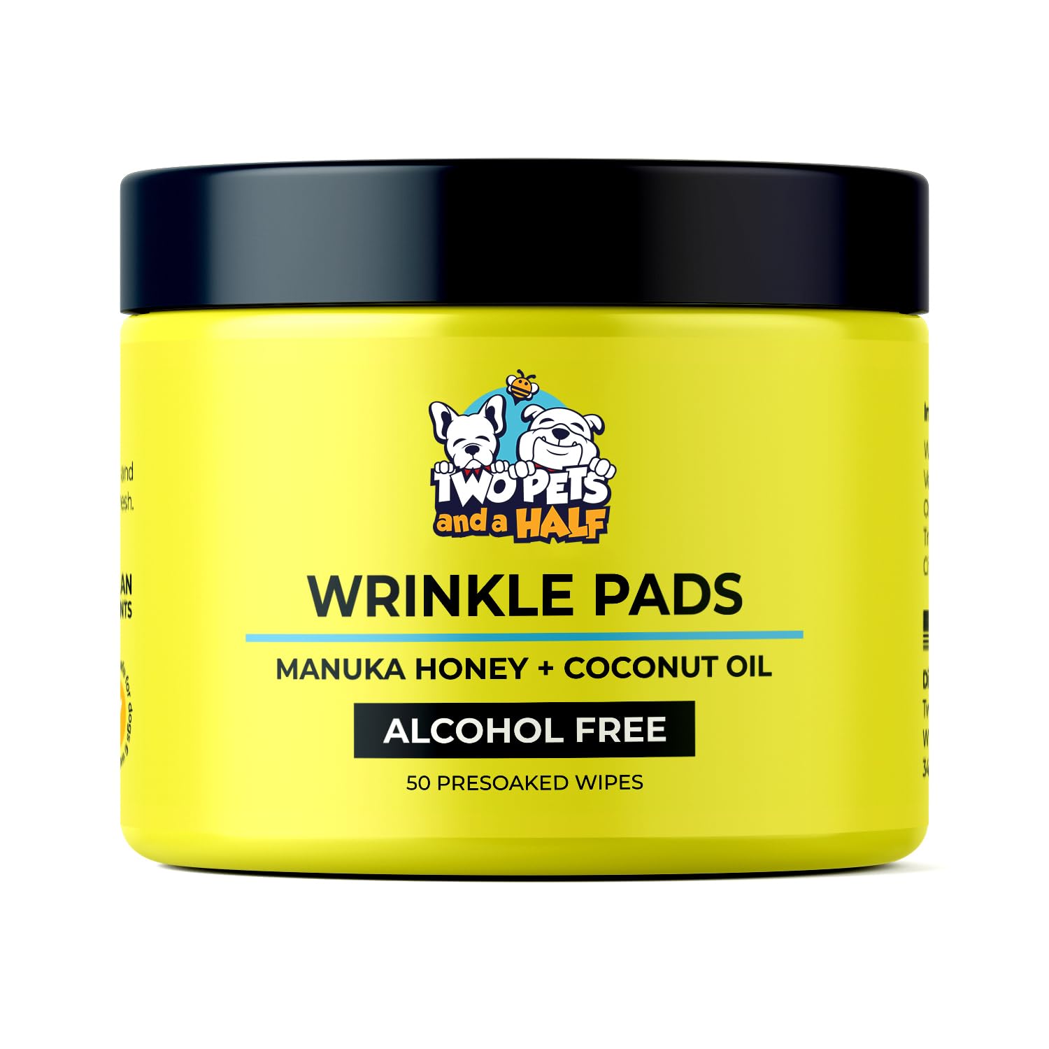 Two Pets and a Half Wrinkle Wipes shown from the front.