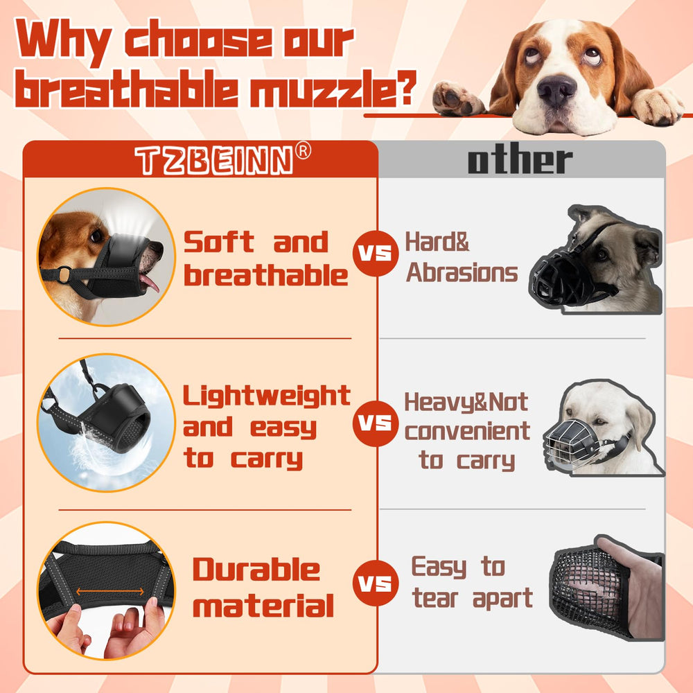 TZBEINN dog muzzle shown in use on a large dog.