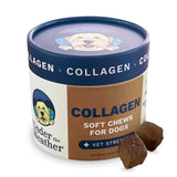Under the Weather collagen dog chews shown with the jar facing forward.