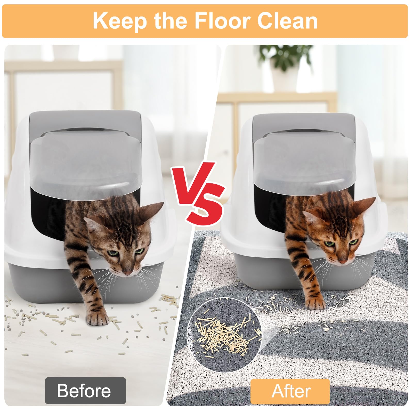 Unicorn Catcher cat litter mat shown as a resting spot for a cat.