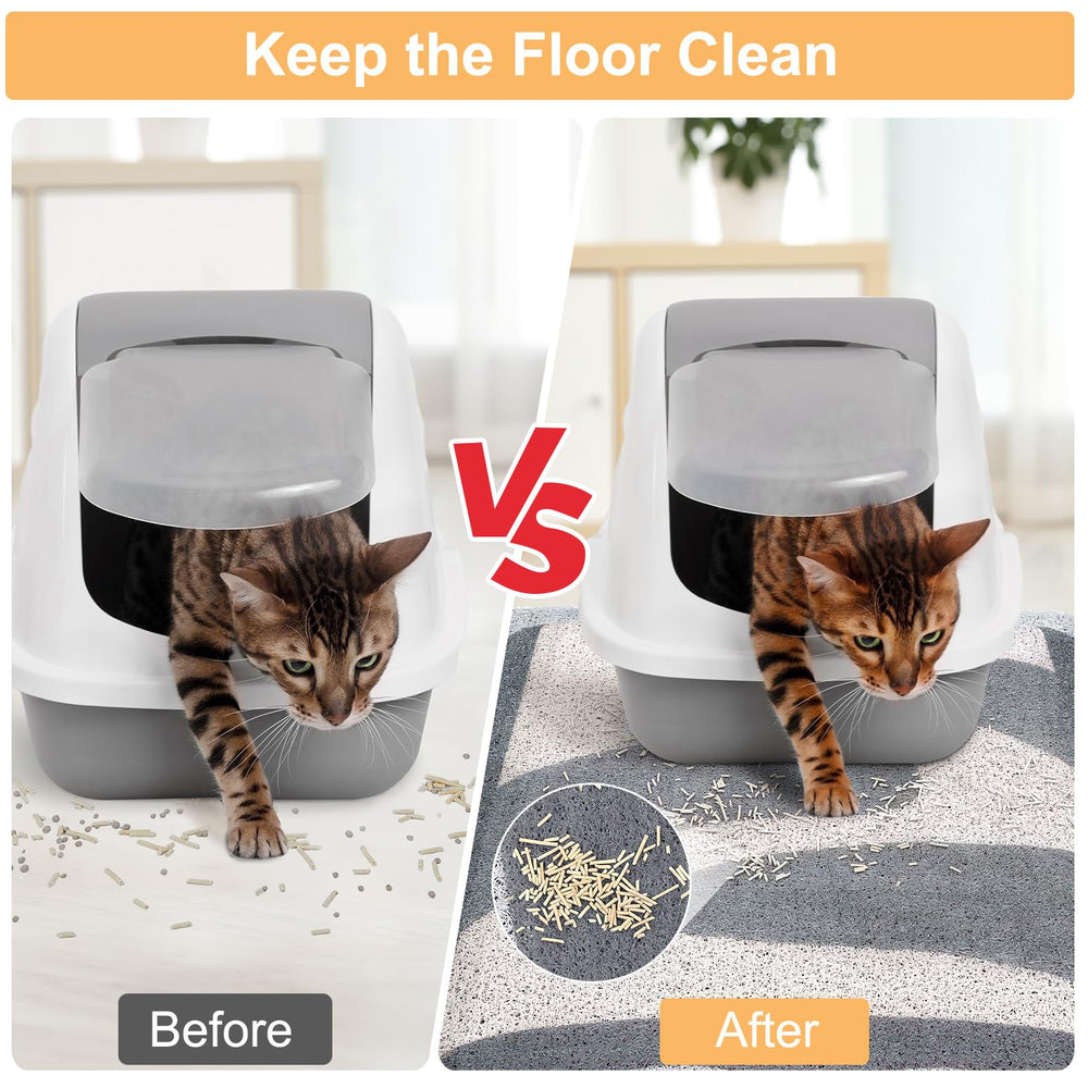 Unicorn Catcher cat litter mat shown as a resting spot for a cat.