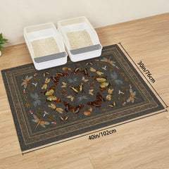 Unicorn Catcher cat litter mat placed where a cat steps away from its litter box.