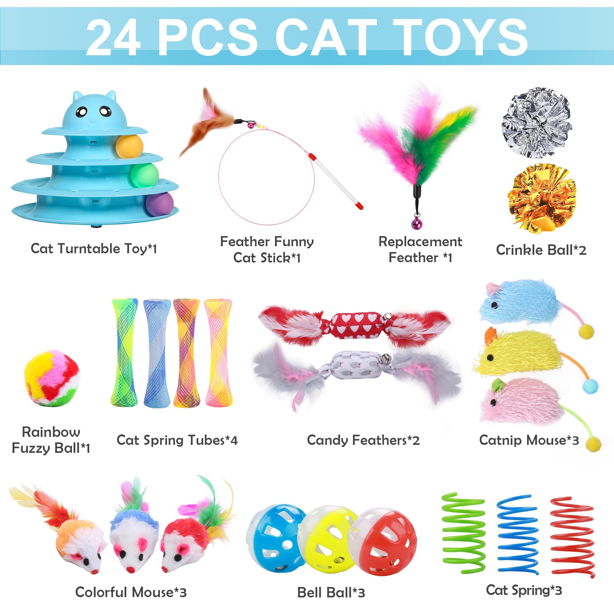 UPSKY cat toy set interactive feather toy shown close up.