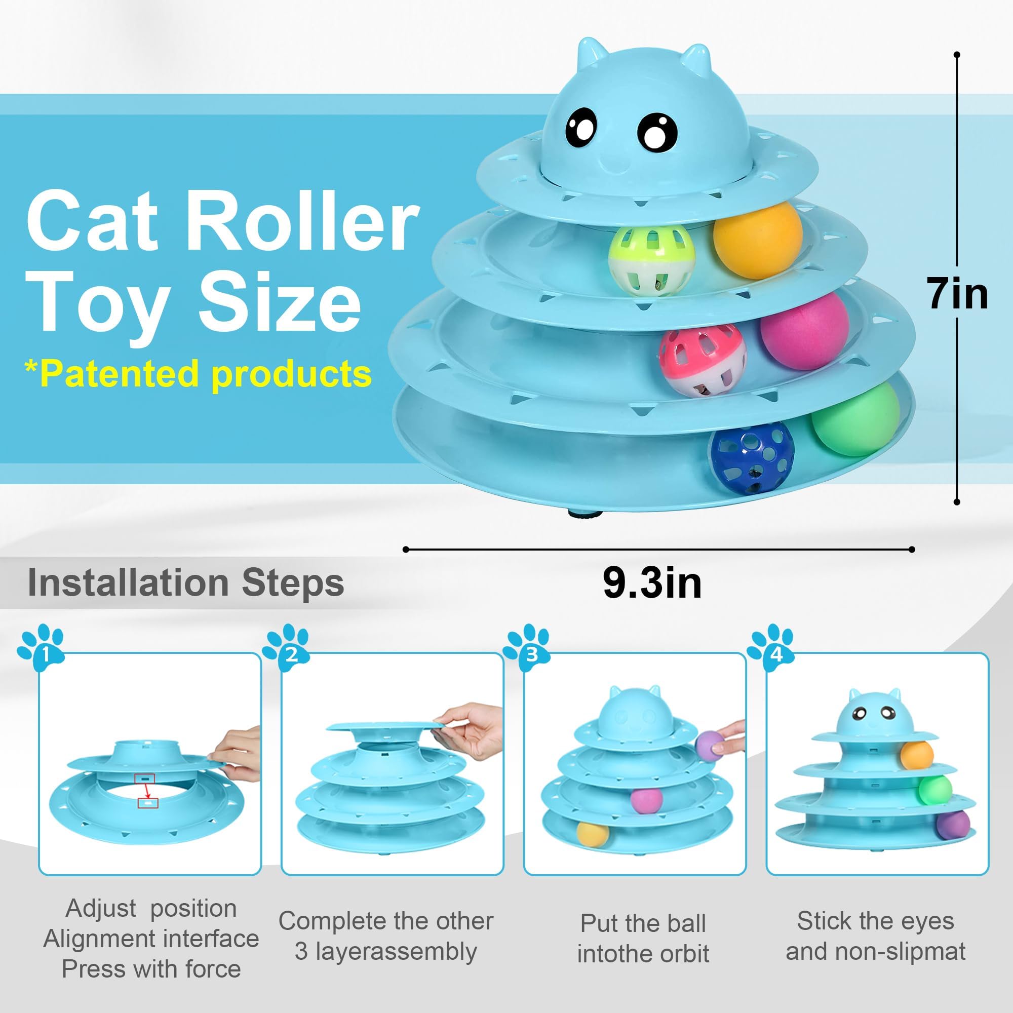 UPSKY cat toy set roller with its detachable layers and anti-slip mat.