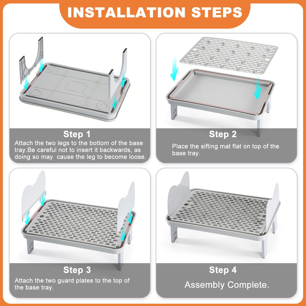 Uross Cat Litter Box Step shown beside a litter box to illustrate its use.