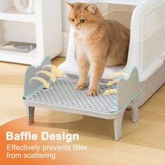 Uross Cat Litter Box Step detail showing grooves along the litter-catching surface.