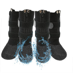 VALFRID dog shoes shown from the front to display the black boot design.