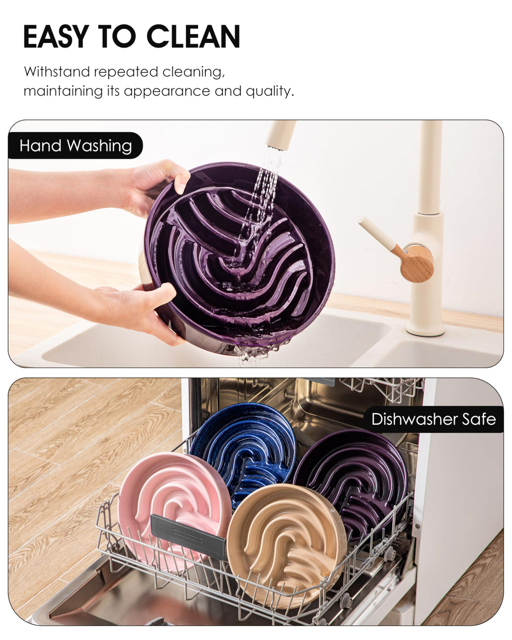 vancasso Slow Feeder Dog Bowl in its dark purple color.